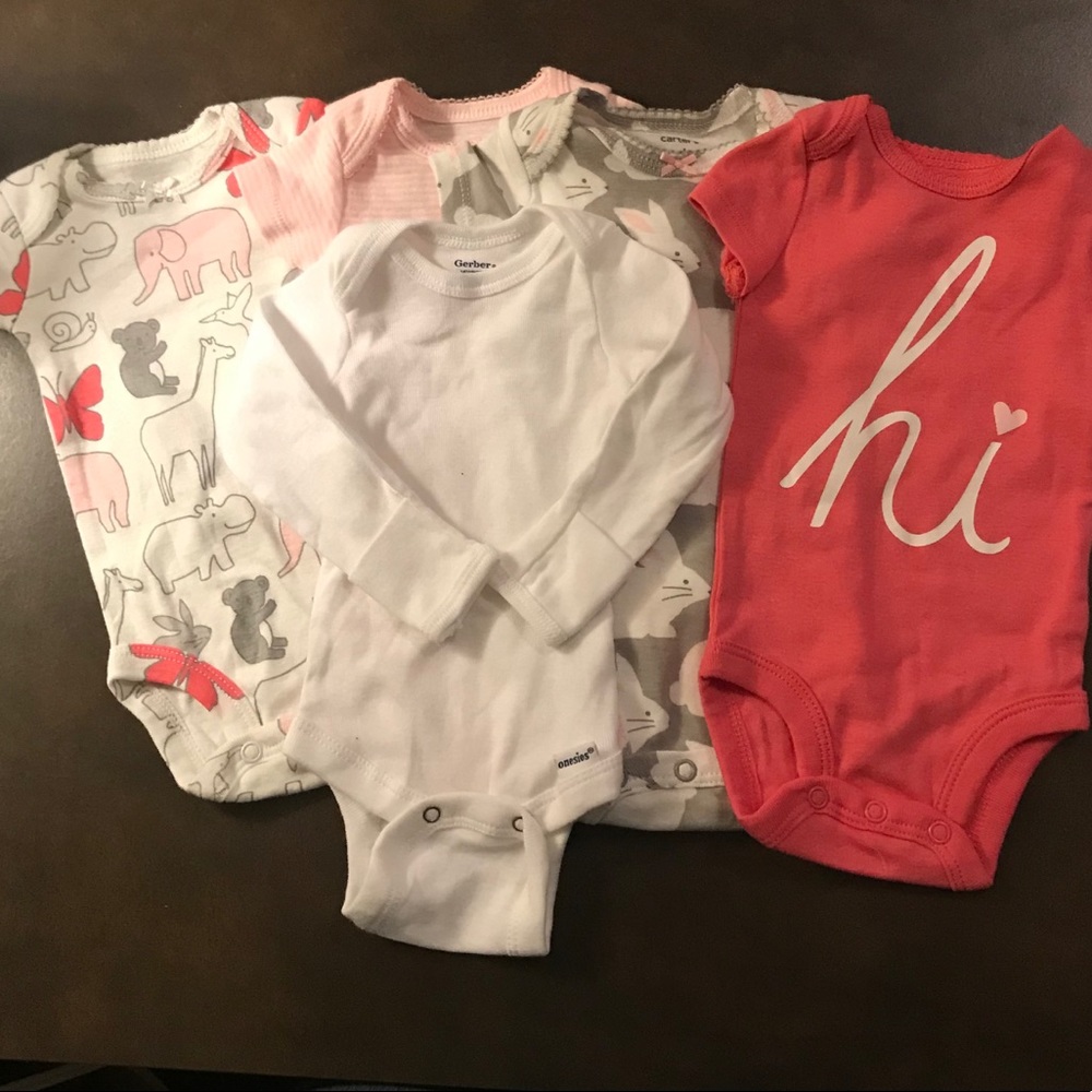 Carter x4 Newborn Onesies & Gerber Long-sleeve NEW